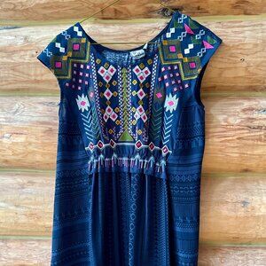 One September Anthropologie Barranco Embroidered Multicolor Tunic Top